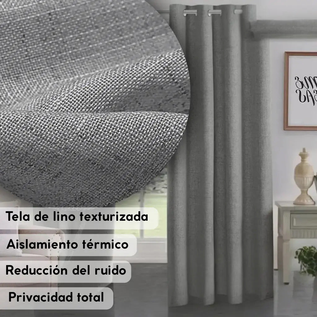 Cortina 2 paños 140 x220 cm textura lino blackout