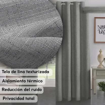 Cortina 2 paños 140 x220 cm textura lino blackout