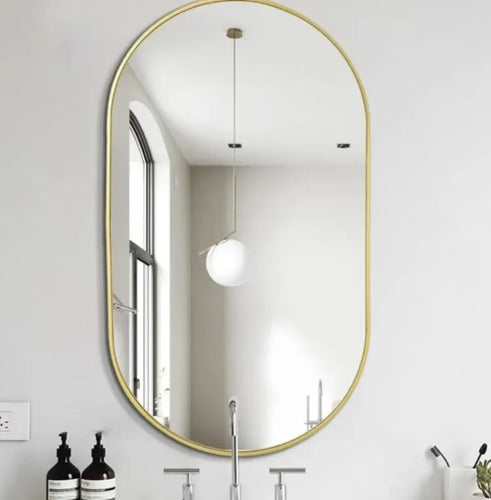 Espejo Vertical Marco Ovalado 50 X 80cm Dorado Dorado