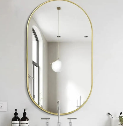 Espejo Vertical Marco Ovalado 50 X 80cm Dorado Dorado
