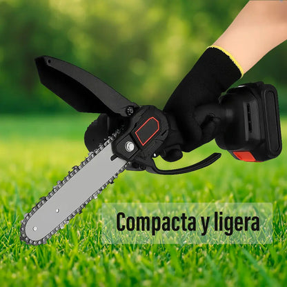 Mini motosierra 8 maletín + bateria + cadenas + accesorios negro