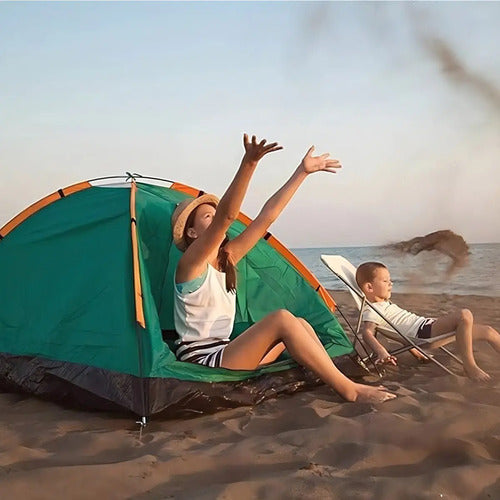 Carpa Camping Iglu De 3-4 Personas Con Mosquitero 1,50m X 2m Naranja