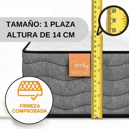 Colchón espuma 1 plaza Emily 14 alta densidad garantía