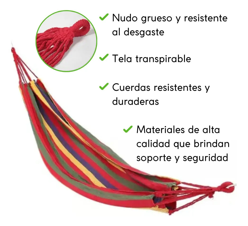 Hamaca paraguaya para 2 personas grande 2m x1,5 m seguridad