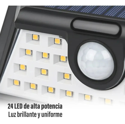 Potente reflector LED con sensor solar montable exterior negro blanco frío