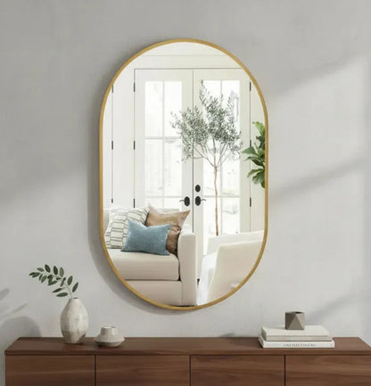 Espejo Vertical Marco Ovalado 50 X 80cm Dorado Dorado