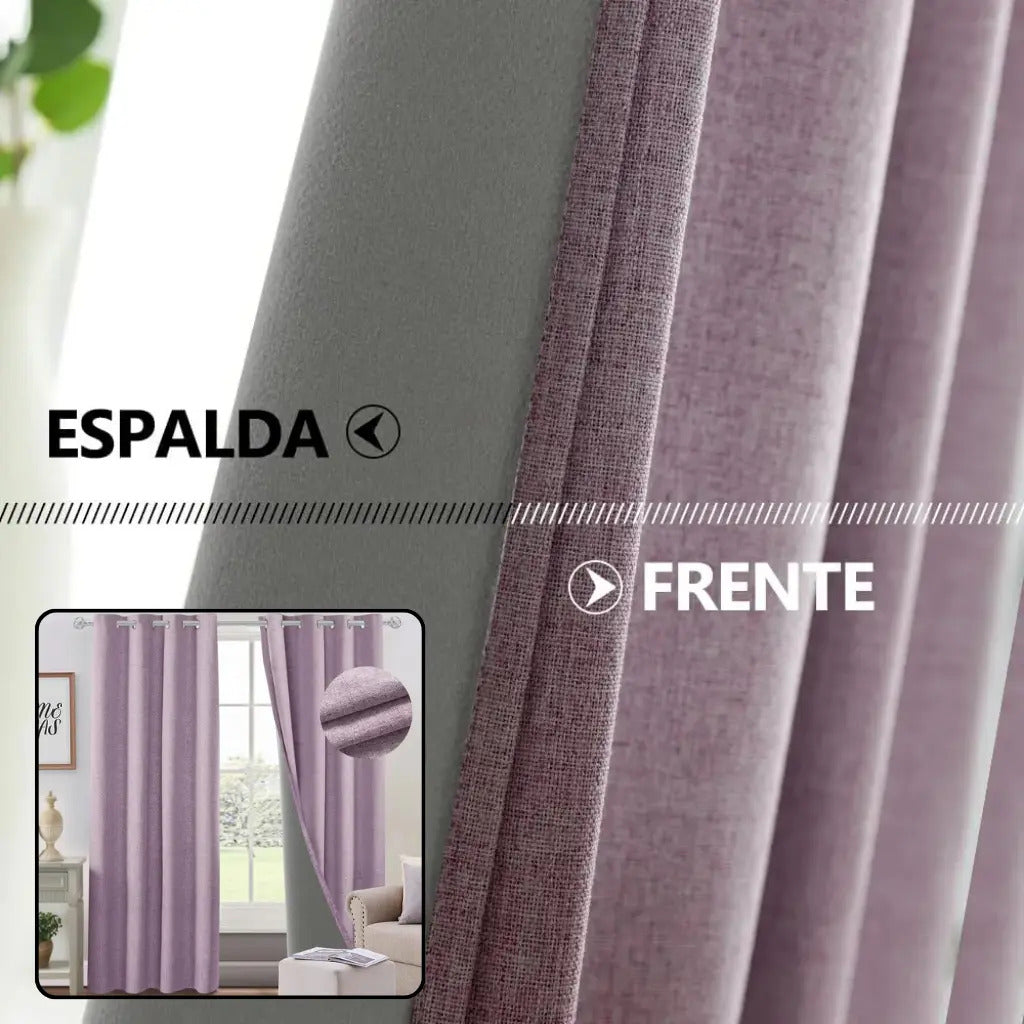 Cortina 2 paños 140 x220 cm textura lino blackout