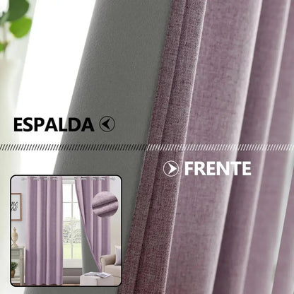 Cortina 2 paños 140 x220 cm textura lino blackout