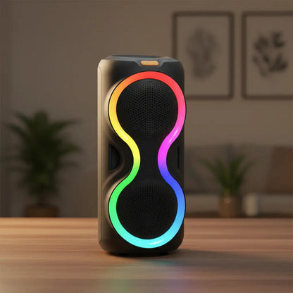 Parlante Bluetooth Karaoke Luces Rgb 8 Pulgadas Recargable Negro