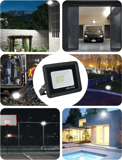 Reflector foco LED 10w luz fria exterior IP66 negro