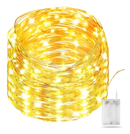 Guía de luces LED x2 mini luciérnaga de 5m 50 luces dorado