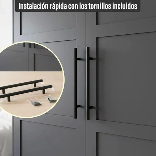 Pack X2 Tirador Manija Agarre Para Mueble Negro Mate Liso
