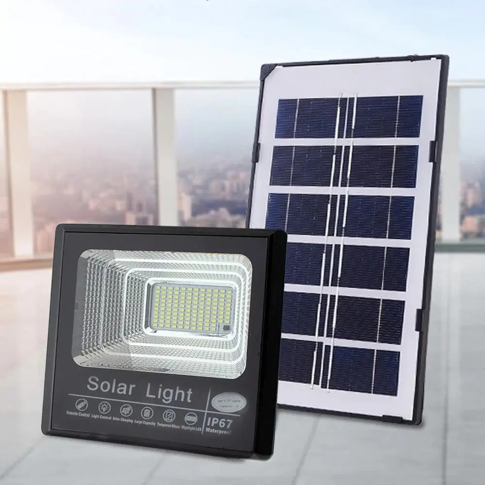 Foco reflector panel solar IP67 iluminacion calidad negro blanco frío