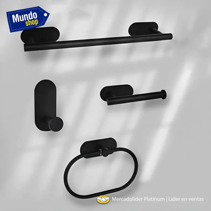 Set de baño 4 piezas acero inoxidable montaje en pared