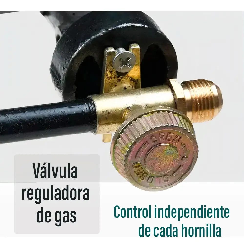 Anafe a gas Outter portátil de 2 hornallas para camping negro