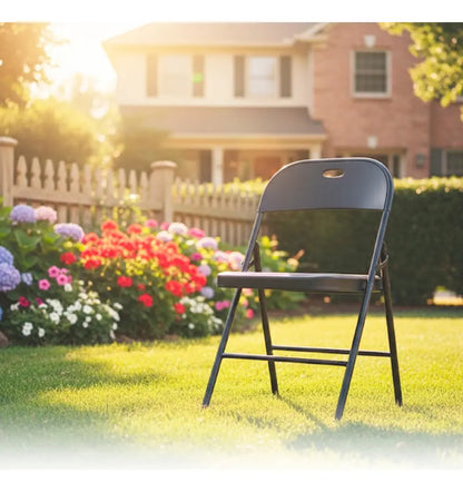 Pack 4 sillas plegables reforzadas para jardin exterior negro lisa