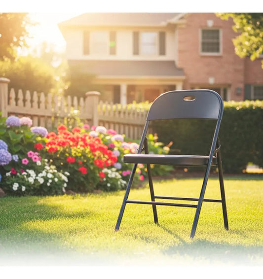 Pack 4 sillas plegables reforzadas para jardin exterior negro lisa