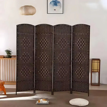 Biombo Separador Divisorio Plegable 4 Hojas Madera Moderno Liso Marrón Oscuro