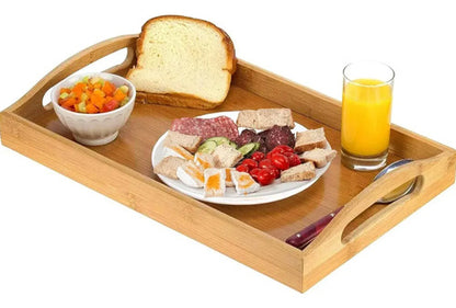 Bandeja Para Servir Desayunador De Bambu 36x25cm Marrón Claro