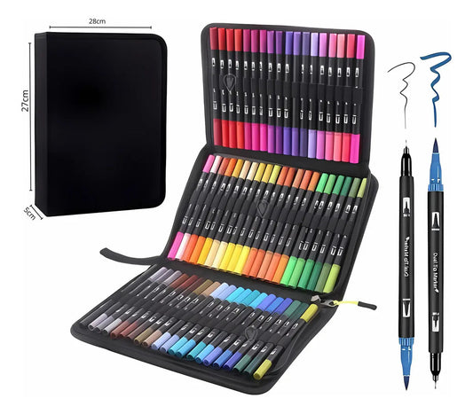 Set 60 marcadores de doble punta colores con estuche