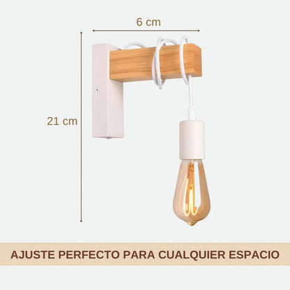 Aplique Colgante Portalámparas Metal Madera Vintage Negro