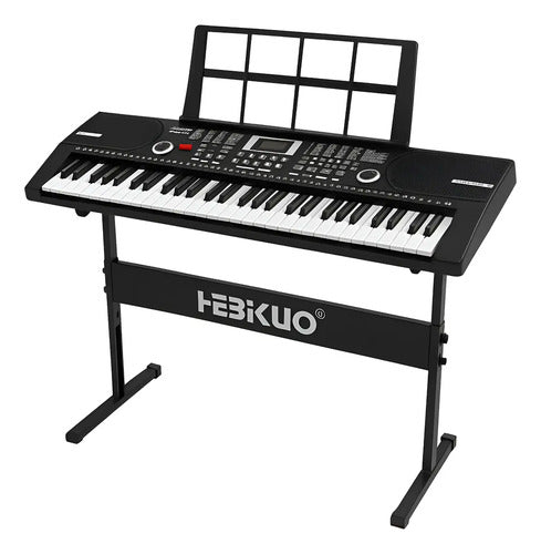 Pack Teclado Órgano Musical Con Micrófono+soporte De Teclado Negro