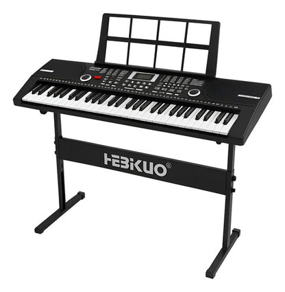 Pack Teclado Órgano Musical Con Micrófono+soporte De Teclado Negro