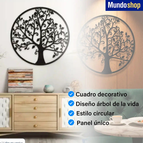 Cuadro Madera Calada Arbol De La Vida 53 X 53 Cm Negro