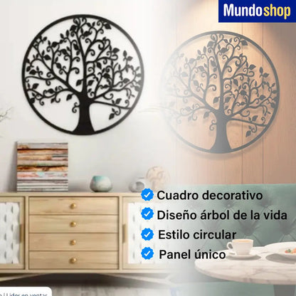 Cuadro Madera Calada Arbol De La Vida 53 X 53 Cm Negro