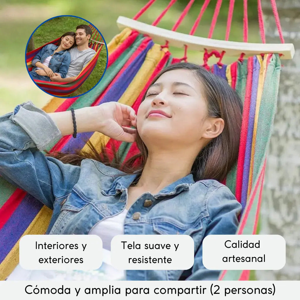 Hamaca paraguaya para 2 personas grande 2m x1,5 m seguridad