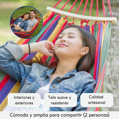 Hamaca paraguaya para 2 personas grande 2m x1,5 m seguridad
