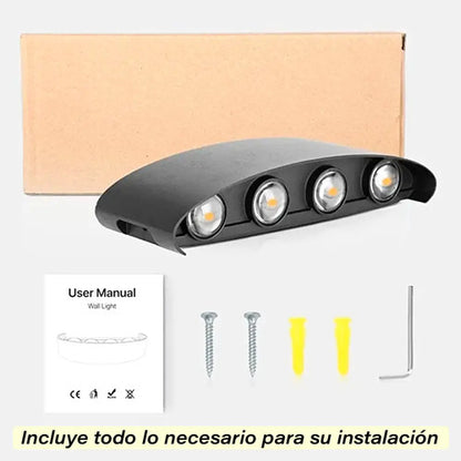 Aplique Bidireccional Exterior Jardín Led Integrado 8x2w Negro