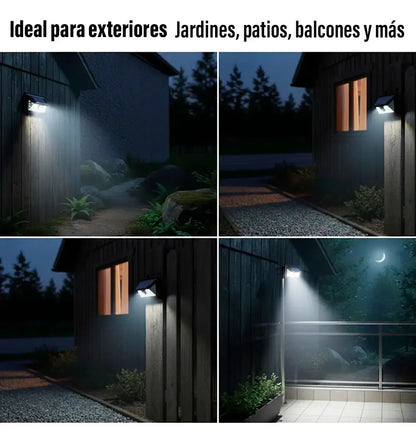 Potente reflector LED con sensor solar montable exterior negro blanco frío