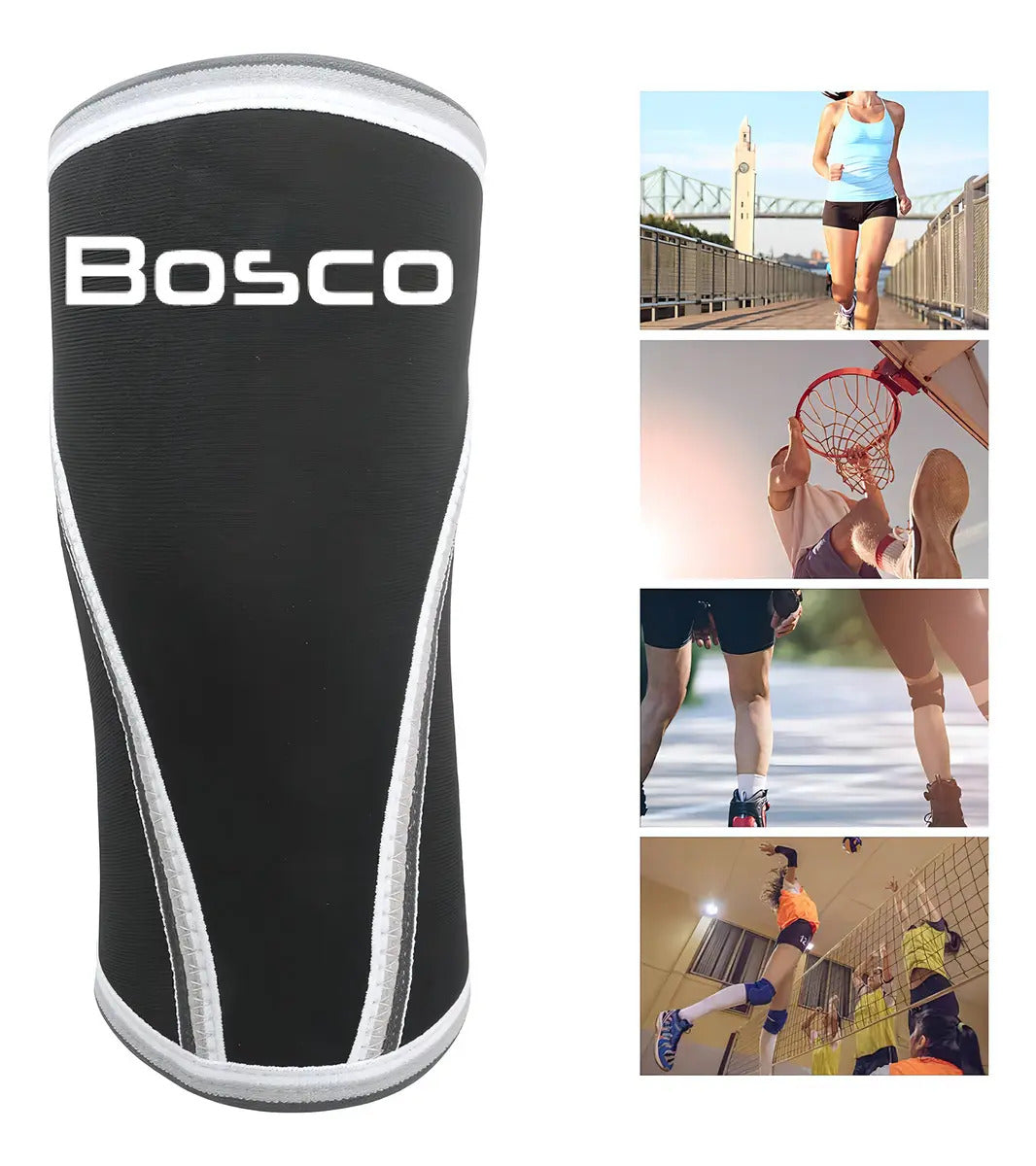 Rodillera deportiva de neopreno Bosco negro crossfit gym talle m