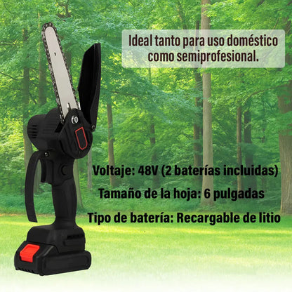 Mini motosierra 8 maletín + bateria + cadenas + accesorios negro