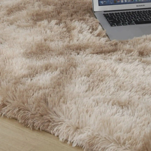 Alfombra Tapete Shaggy Peluda 150 X 200cm Pelo Alto Ancho 150 Cm Color Beige Diseño De La Tela Veteado Largo 200 Cm 2 M 1.5 M