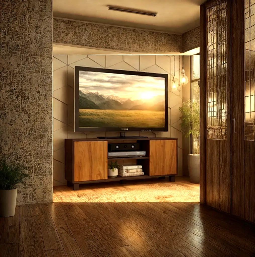 Rack para TV 2 puertas 4 estantes LED LCD mesa living
