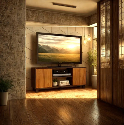 Rack para TV 2 puertas 4 estantes LED LCD mesa living