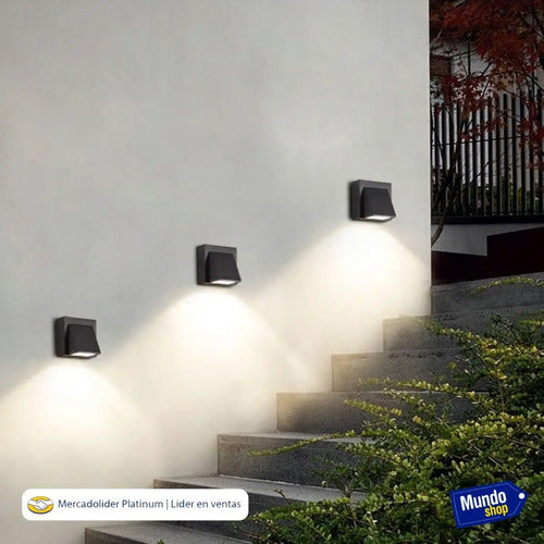 Aplique Exterior Jardin Con Led Integrado 3w Luz Metal Negro