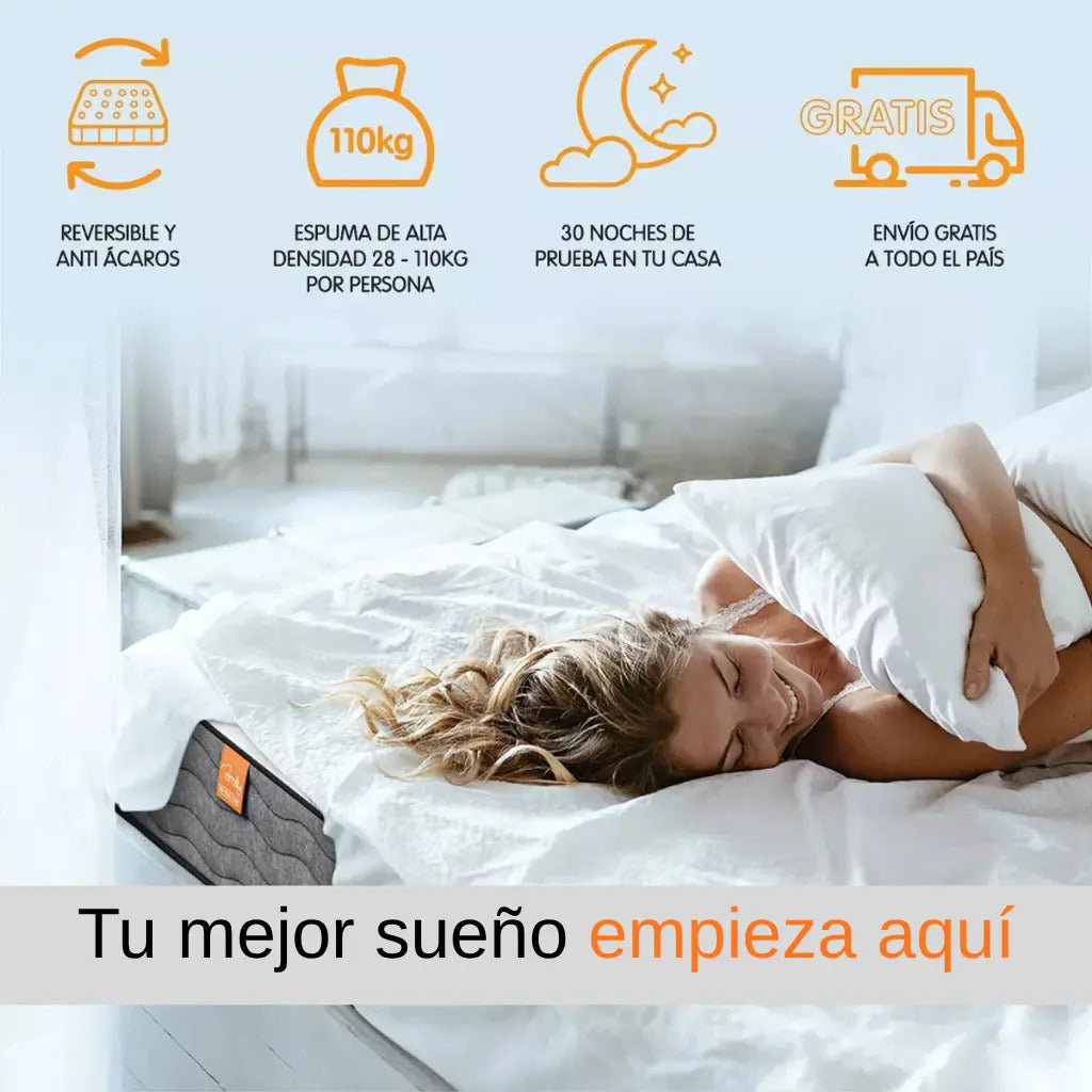 Colchón espuma 1 plaza Emily 14 alta densidad garantía