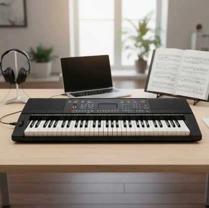 Órgano piano teclado electrónico 61 teclas USB pantalla LED negro