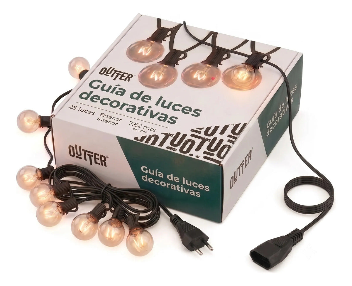 Guirnaldas guia de 25 luces vintage exterior + 2 repuestos