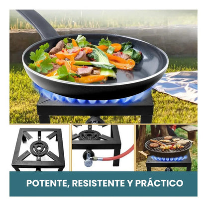 Anafe Portátil Outter 1 Hornalla Negro Gas Envasado Camping