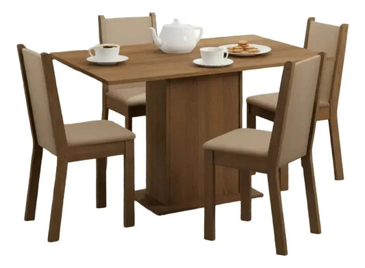 Juego de comedor 4 sillas tapizadas mesa de living rustico