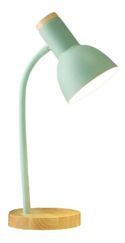 Pack X2 Lampara Escritorio Portatil Nordica Madera Vintage Verde Claro