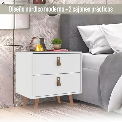 Pack x2 mesas de luz Padua 2 cajones nórdicas