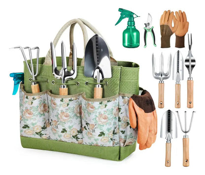 Kit herramientas de jardinería huerta 9 piezas + bolso