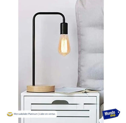 Lampara De Escritorio Metal Y Madera Retro
