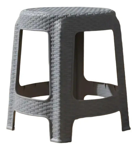 Banco Banqueta Taburete Simil Rattan Plástico Silla Calidad Gris