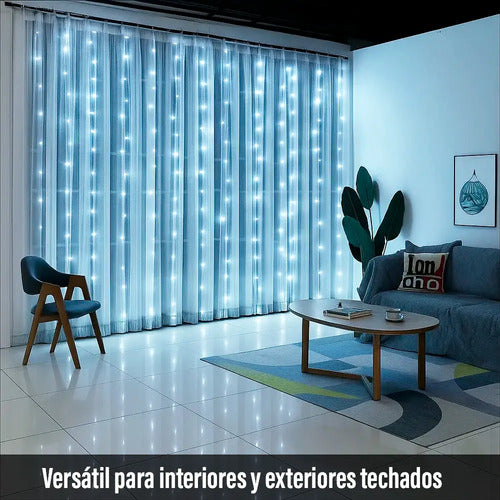 Cortina Led 300tira 2x2 Metros Navidad Bodas Luces Fría